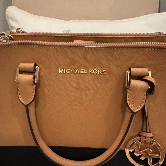 Michael Kors Tan and Black Satchel with Gold Hardware - Picture 2 of 8